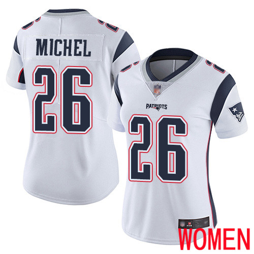 New England Patriots Football #26 Vapor Untouchable Limited White Women Sony Michel Road NFL Jersey->new england patriots->NFL Jersey